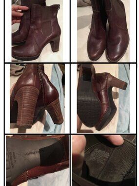 Rockport Brown Leather Pull On Platform Boots 8 1/2